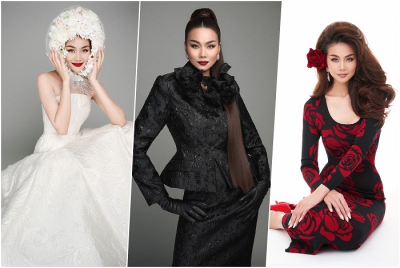Thanh Hằng khoe d&aacute;ng trong loạt thiết kế trắng, đen tương phản của Đỗ Mạnh Cường