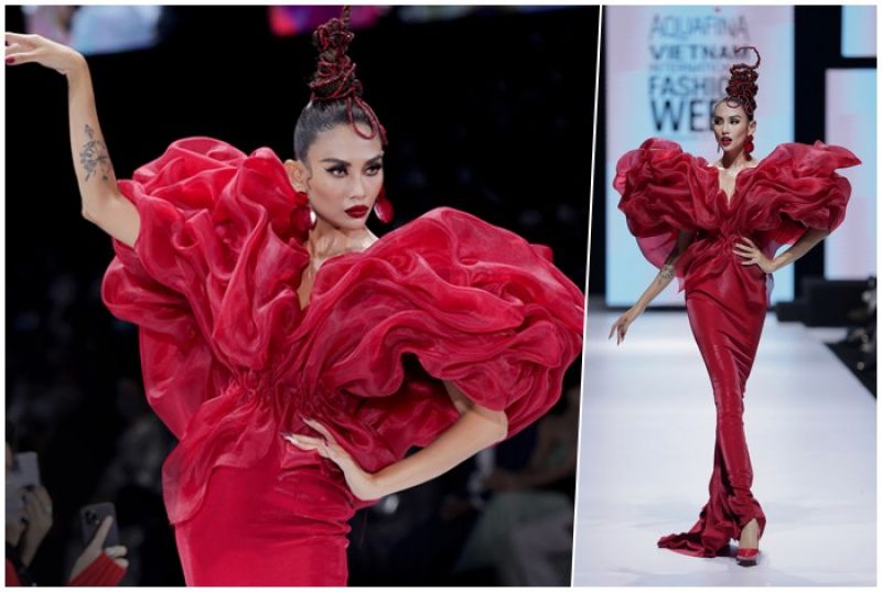 V&otilde; Ho&agrave;ng Yến catwalk như nhảy m&uacute;a tr&ecirc;n s&agrave;n diễn